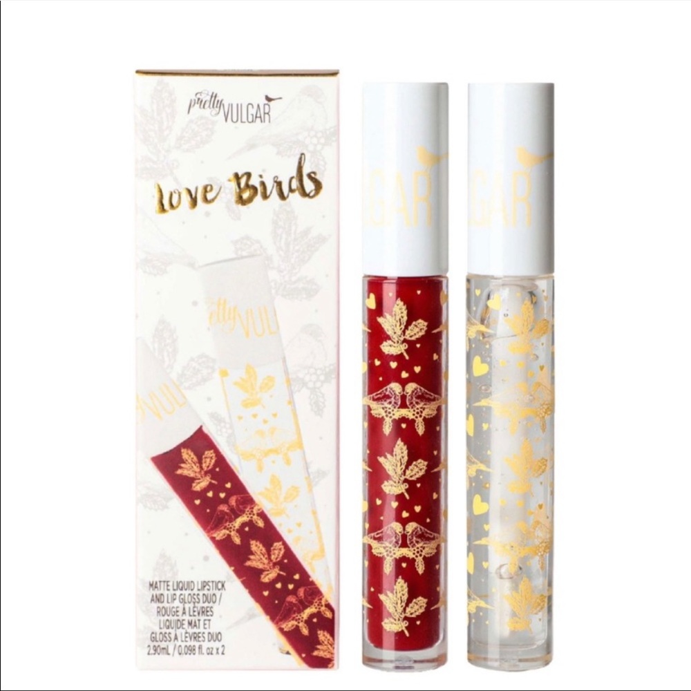 Pretty Vulgar Love Birds Lip Duo #158 Love Me & #159 Love Me Not Clear Gloss